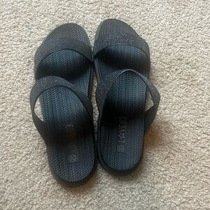 Black glitter sandals